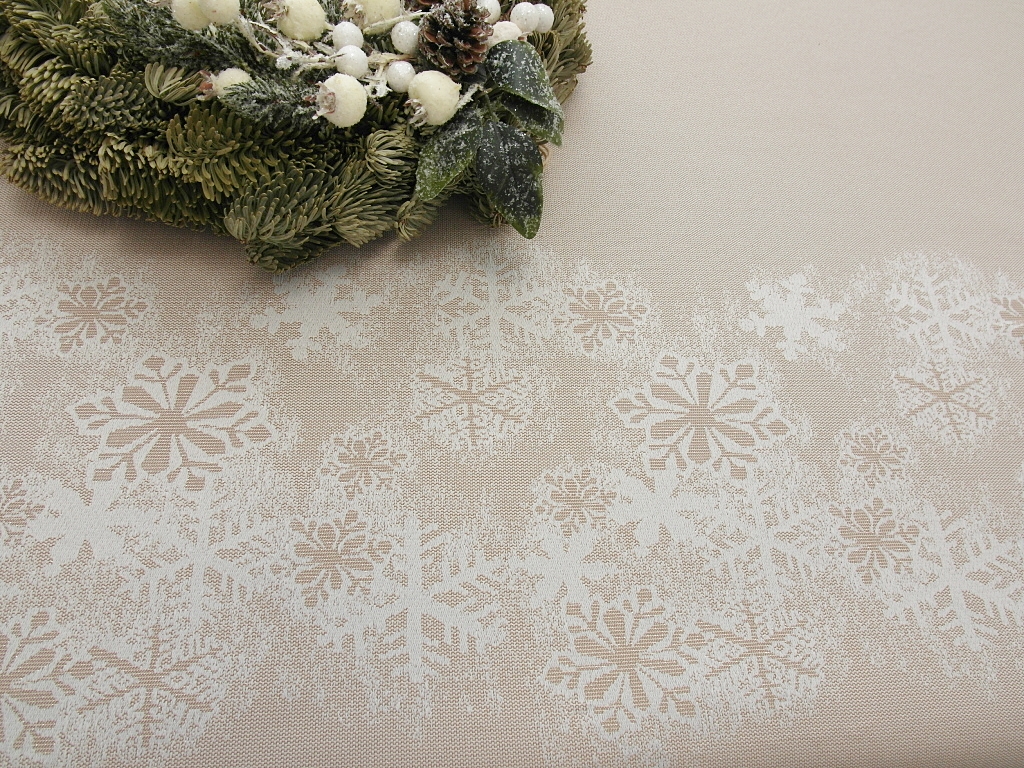 Obrus świąteczny GWIAZDKI beżowe